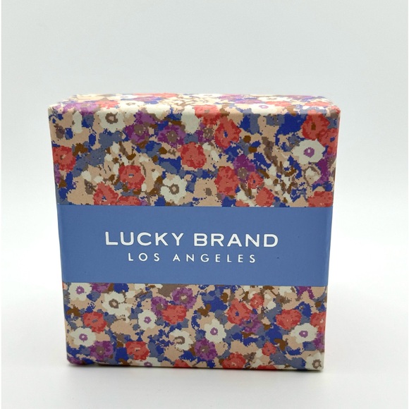 LUCKY BRAND Turquoise Gold Tone Hoop Earrings - Picture 2 of 6